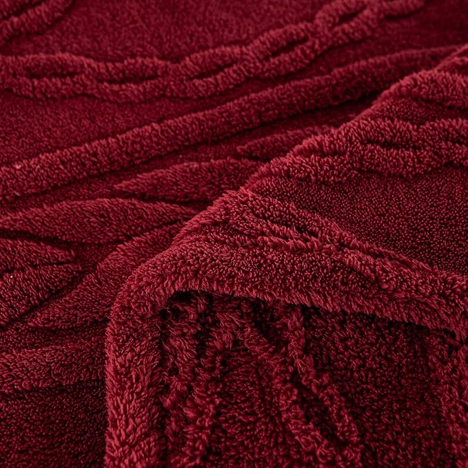 YUSOKI Sherpa Large Throw Blanket Single Layer,Light Weight(1.7lb),370GMS-3D Stylish Design for Gift Home Decor (Burgundy Red,50"x65")