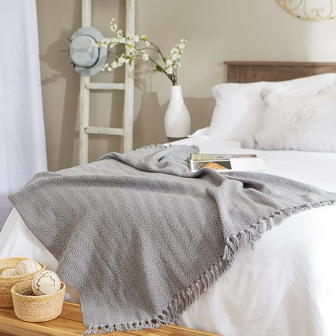 DII Industrial Tonal Textured Woven Throw 50x60, Cool Gray