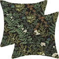 Spring Pillow Covers 24x24 Inch Set of 2,Black Sage Green Wild Flower Plant Throw Pillows Case,Seasonal Vintage Floral Outdoor Decorative Linen Farmhouse Decor Cushion Covers for Sofa Bed Couch