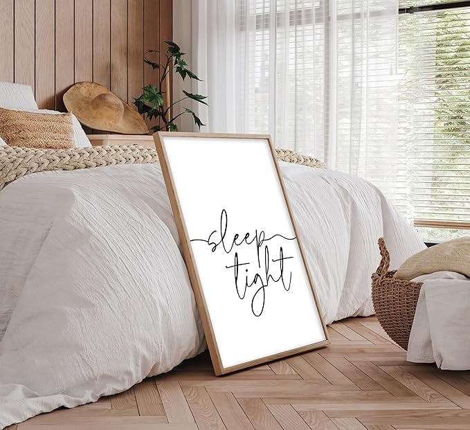 3Pcs Minimalist Style Wall Art Bedtime Quotes Painting Picture Wall Decor Good Night Sleep Well Black Line Art Heart Shape and Phrase Poster Print Artwork for Living Room Bedroom Home Decoratio