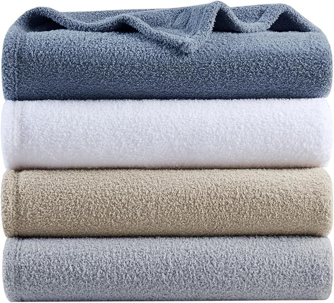 Madison Park Fuzzy Knit Blanket Dream Soft Blanket Cozy Breathable Cover Luxrurious Feathersoft Feel, All Seasons Lightweight Bedding for Summer Cover for Bed, Couch & Sofa, Full/Queen, Taupe