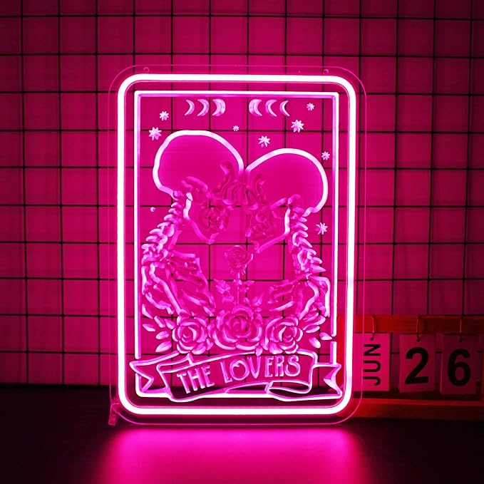 Neon Sign, Skull Lover Neon Signs for Wall Decor - Pink LED Light for Man Cave, Bedroom, Gaming Room - USB Powered Light Up Sign Halloween Christmas Party Decoration