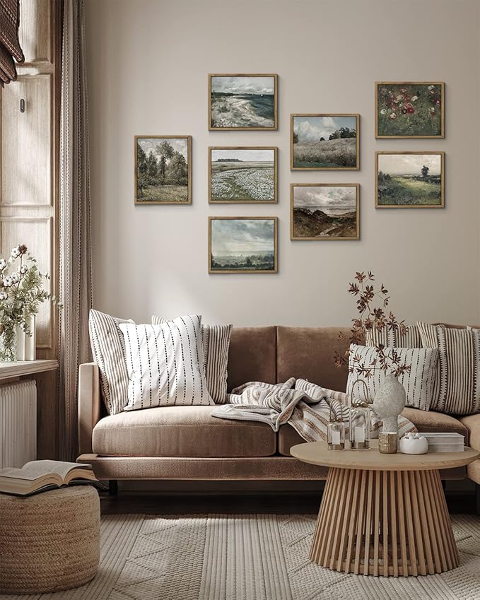 InSimSea Framed Canvas Wall Art Vintage Decor, Room Eclectic Decor, Classical Scenery Painting Canvas Art Wall Decor, Home Office Living Room Bathroom Wall Decor Home Decor, 8"x10"