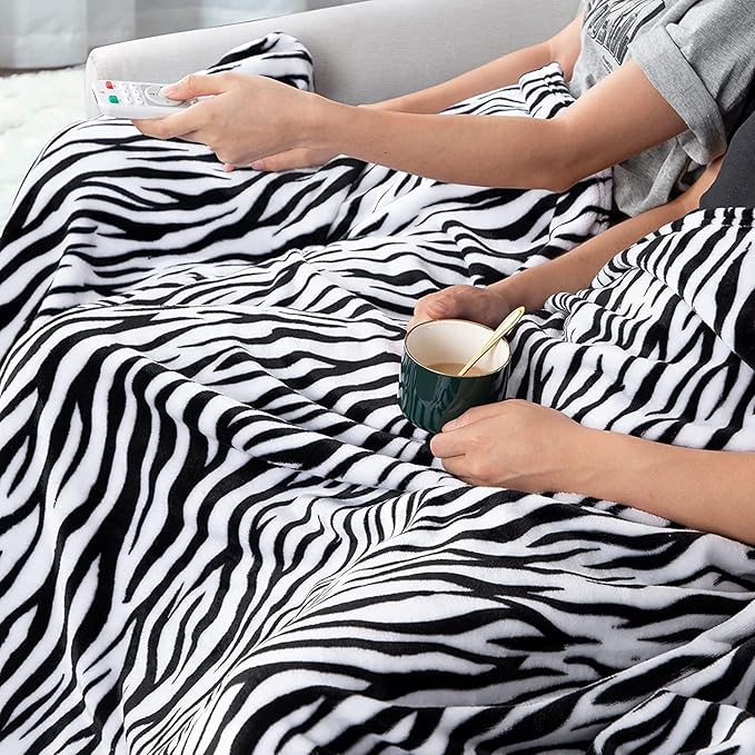 MACEVIA Flannel Fleece Twin Blanket for Couch, Zebra Blanket Black and White for Adult, Lightweight Warm Cozy Soft for Bed Sofa 260GSM, Suitable for All Seasons (Black Zebra,60x80inches)