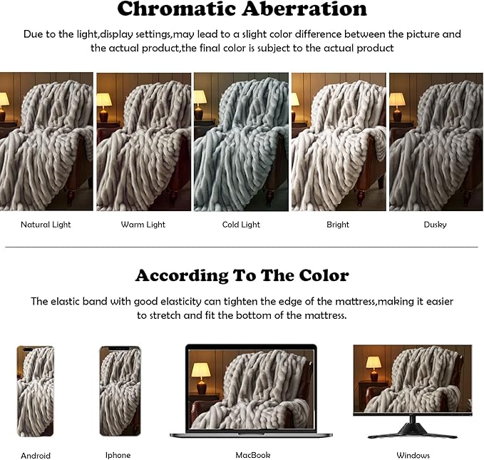 NEWCOSPLAY Faux Fur Twin Blanket Grey Luxury Fluffy Thick Warm Blanket for Couch Sofa Bed 1000GSM (Stripe Grey Thick, Twin(60"x80"))