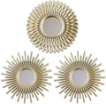 BONNYCO Gold Mirrors for Wall Pack of 3, Round Wall Mirrors Bedroom Room and Home Decor. Espejos Decorativos de Pared Sala Dormitorio, Modern Minimalist Decor Vintage, Chic. Gifts for Women Mums