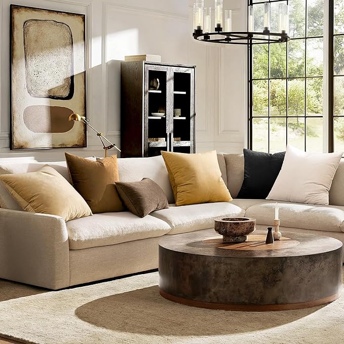 MIULEE Velvet Throw Pillow Covers 16x16 Inch, Pack of 2 - Beige, Soft Solid Decorative Pillow Covers Cushion Cases Modern Luxury Home Decor for Spring Couch Sofa Bedroom Livingroom