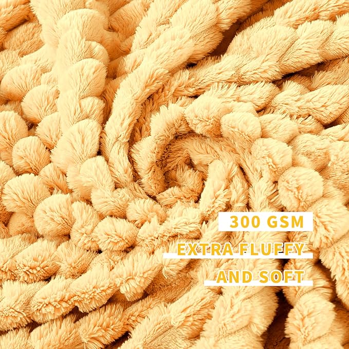 FY FIBER HOUSE Fleece Throw Blanket for Couch 300GMS Super Soft Plush Fuzzy Blankets Lap Blanket for Office Sofa, 50x60 Inches, Yellow