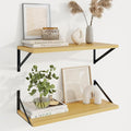 Axeman Deep Floating Shelves | 24 Inch Oak Wall Shelves Set of 2 | 10 Inch Deep Wood Floating Shelves for Wall | 24" W x 10" D Oak Shelves for Living Room Bathroom Kitchen