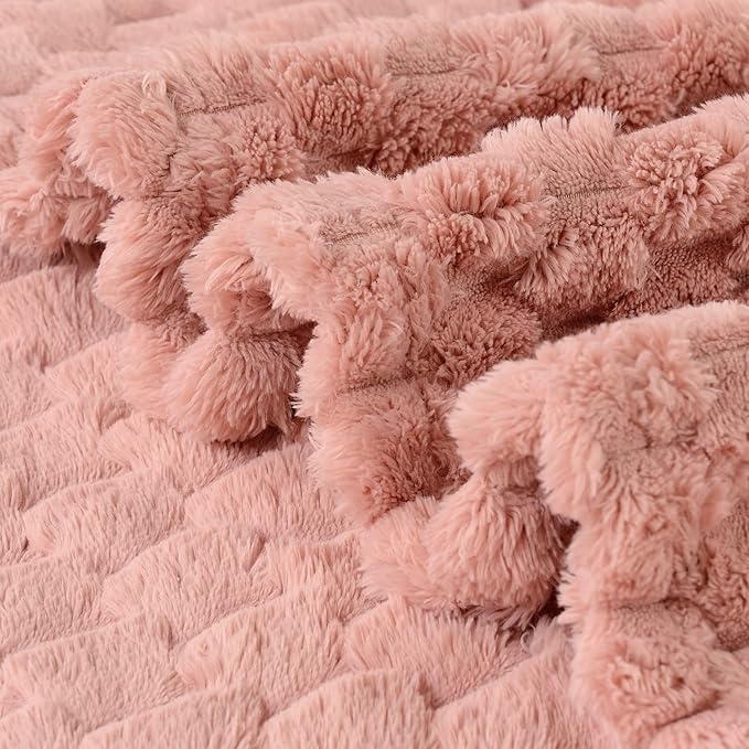 FY FIBER HOUSE Fleece Throw Blanket for Couch 300GMS Super Soft Plush Fuzzy Blankets and Throws for Sofa Bed Office, 40x50 Inches, Pink
