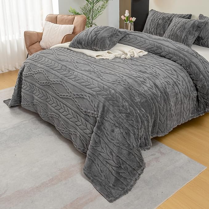 YUSOKI Queen Size Blanket Single Layer,Weight(4.4lb),370GMS-3D Stylish Design for Gift Home Decor (Grey,90"x90")
