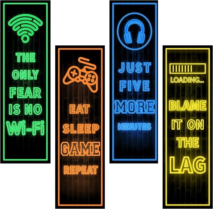 Eat Sleep Game Wall Decals Glow in The Dark, Gamer Controller Stickers Decor for Boy Bedroom, Joystick Video Gaming Kids Playroom Nursery Decoration