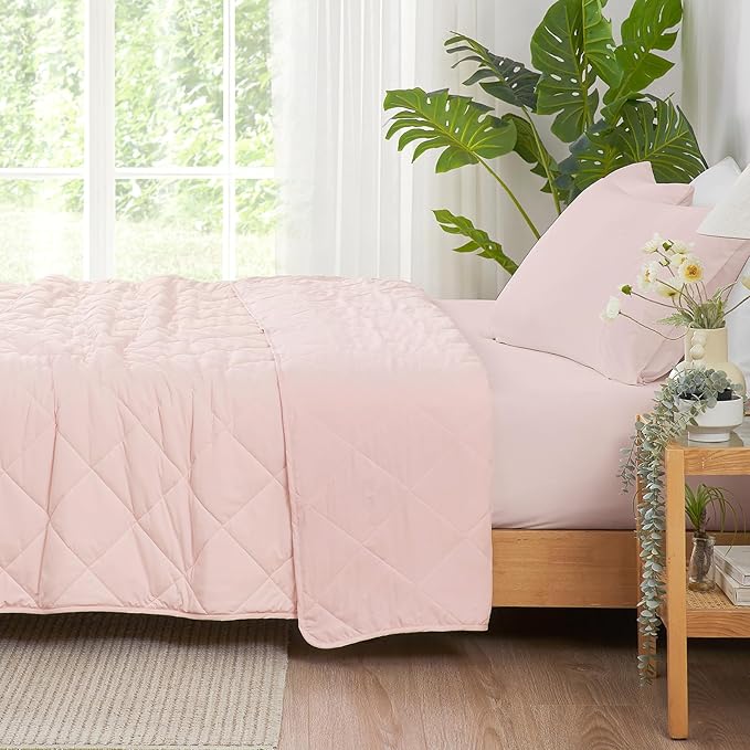 Cozy Bliss Cooling Blanket for Hot Sleepers Queen Size, Q-Max 0.45 Cooling Comfort, Cold Blankets for Night Sweats Sleeping, Ultra-Cool Lightweight Breathable Summer Blanket for Bed, Cool Pink