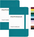 PAPERAGE Lined Pocket Journal Notebook, 2 Pack, (Turquoise), 160 Pages, Small Notebook, 3.6 inches x 5.6 inches - 100 GSM Thick Paper, Hardcover