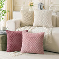 Set of 4 Pink Beige White Decorative Throw Pillow Covers 20x20 Inch Corduroy Pillow Covers for Bed Couch Sofa Living Room Soft Square Cushion Cases