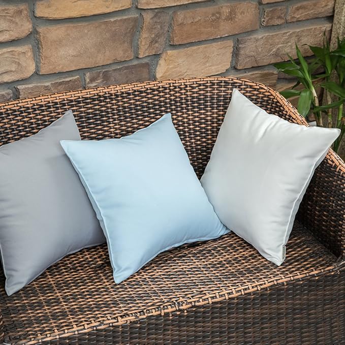 MIULEE Pack of 2 Decorative Outdoor Waterproof Pillow Covers Square Garden Cushion Sham Throw Pillowcase Shell for Spring Patio Tent Couch 24x24 Inch Light Grey