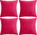 GIGIZAZA Decorative Throw Pillow Covers 16 x 16, Red Soft Pillow Covers Velvet,Set of 4 Decor Square Cushion Covers