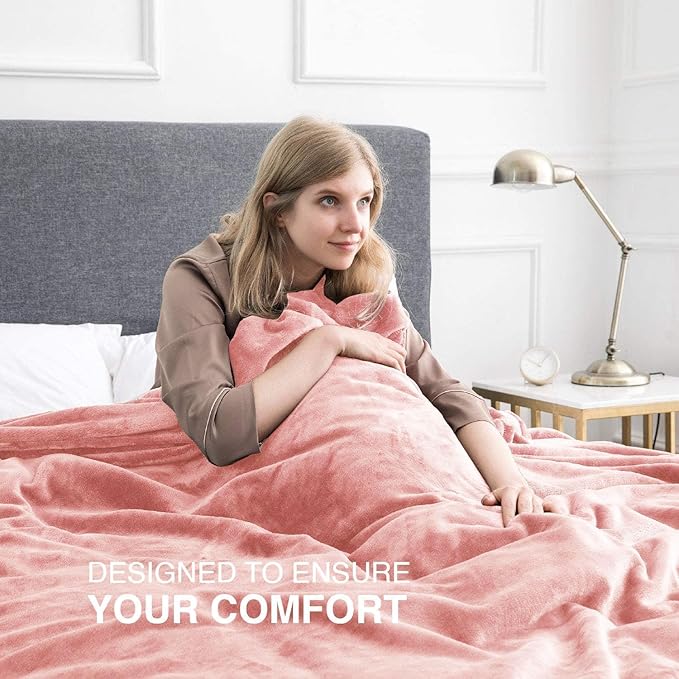MOONLIGHT20015 Fleece Blanket Queen Size 8 Pack - Soft Fluffy Baby Pink Throw Blanket for Couch & Sofa, Lightweight Luxury 400 GSM Microfiber Fuzzy Bed Blankets and Throws (90 x 90 Inches, Queen)
