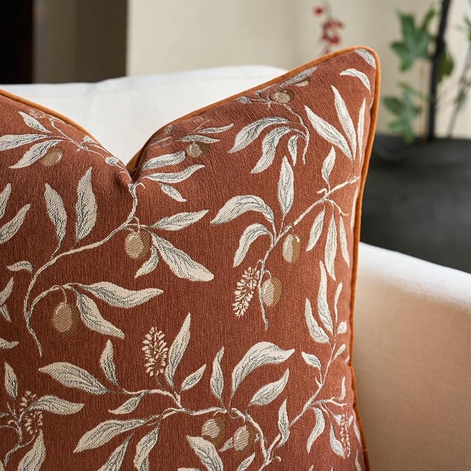 Alerfa Orange Floral Throw Pillow Cover 12 x 20 Inch Rectange Luxury Decorative Lumbar Pillow Cover for Couch Living Room Bedroom