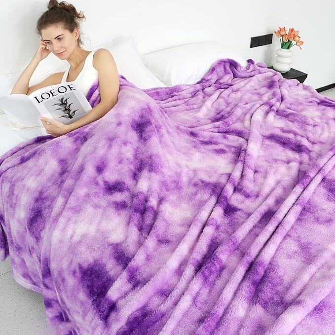 GentleSoft Purple Fleece Blanket, Plush Soft Cozy Microfiber Throw for Couch, Sofa, Bed, Lightweight Warm Comfort Cover, Elegant Home Room Decor, Birthday for Women Mom Sister Friend