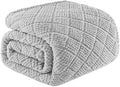 Whale Flotilla Fuzzy Fleece Twin Size Blanket for Bed, Soft Fluffy Jacquard Waffle Blankets for All Season, Lightweight and Warm, 60x80 Inch, Light Grey