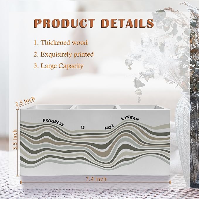 Mental Health Pen Pencil Holder, Therapy Office Decor, Progress Is Not Linear Inspirational Pencil Pen Holder Organizer for School Counselor Office Desk Accessories
