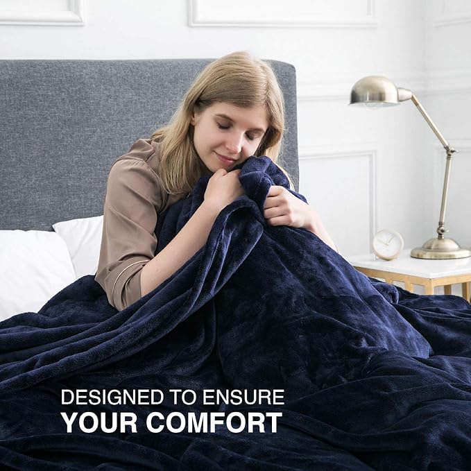 MOONLIGHT20015 Fleece Blanket - Super Soft Fuzzy Throw Blanket for Couch and Sofa - Lightweight Luxury 400 GSM Microfiber Fluffy Bed Blankets and Throws, 50 x 60 Inches (Throw/Travel, Navy)