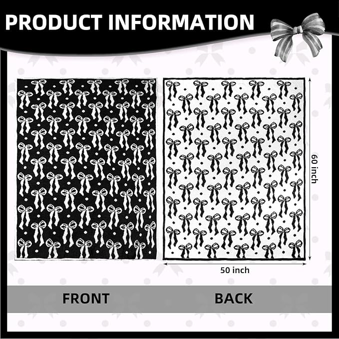 Buryeah Black Bow Blanket Soft Microfiber Double Sided Bow Throw Blanket 50"x 60" Coquette Aesthetic Plush Bedding Stuff Sofa Chair Dormitory Room Decor for Women, Wedding Bridesmaid Gifts, Mother