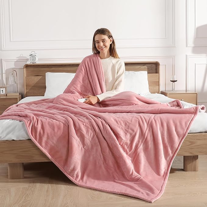 Twin Electric Blanket 62''X84'' Heating Blanket - Pink Heated Blanket for Office Ultra Warm Fluffy Winter Blanket with Adjustable Temperature & Machine Washable, Grandma Birthday Gifts(Baby Pink)