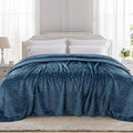 TOONOW Fleece Bed Blanket King Size 90x108 inches, Super Soft Fluffy Fuzzy Plush Blanket Geometric Pattern Cozy Microfiber Flannel Blankets for Couch, Bed, Sofa, Navy Blue