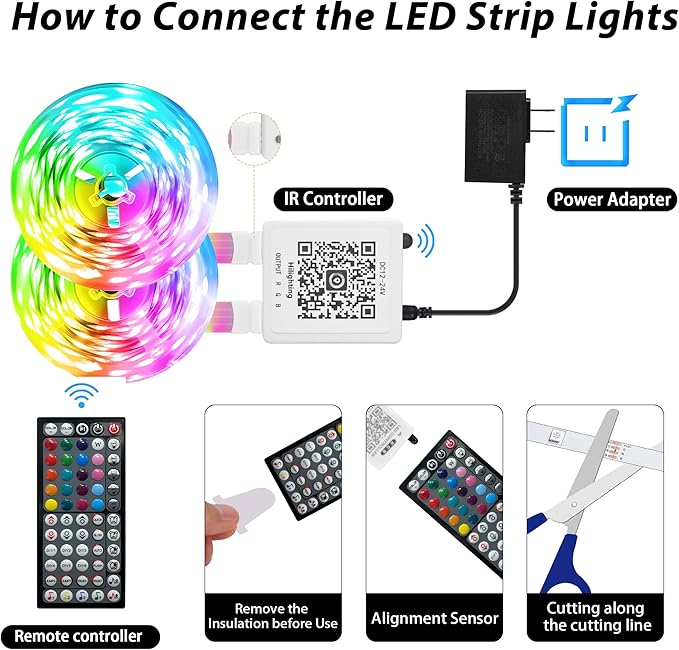 Led Lights for Bedroom 132ft (2 Rolls of 66FT), App & Remote Control Led Strip Lights with Music Sync, Dimmable RGB Color Changing Lights for Bedroom with Timer, Ideal for Party, Gaming,