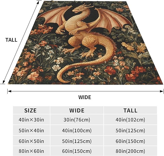 Dragon Throw Blanket Soft Warm Cozy Dragons Blankets Fuzzy Plush Fleece Dragon Blanket Gifts for Couch Bed Sofa Home Decor 40''X50''