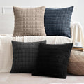 MIULEE Pack of 4 Modern Coastal Western Corduroy Decorative Throw Pillow Covers 18x18 Inch Soft Striped Pillow Covers Home Decor for Sofa Living Room Couch Bed Black and Blue