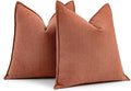 MIULEE Pack of 2 Burnt Orange Decorative Pillow Covers 20x20 Inch Soft Chenille Luxurious Couch Throw Pillows Farmhouse Cushion Covers with Elegant Design for Sofa Bedroom Living Room Home Decor