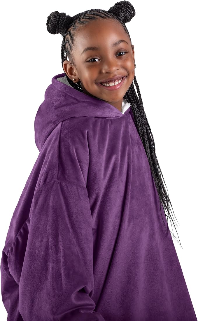 Bare Home Wearable Blanket Hoodie - Soft Plush Sherpa - Warm and Cozy - Oversized Wearable Blanket - Adult & Kid Sizes