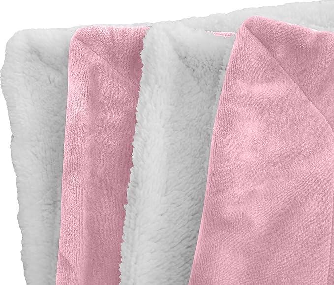 Elegant Comfort Luxury Ultra-Plush Velvet Touch Fleece Throw Soft, Warm, Cozy| Micromink Sherpa-Backing Reversible Blanket for Bed, Sofa and Couch, Solid Light Pink