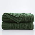Douceur Christmas Green Throw Blanket for Bed, Soft Cozy Lightweight Stripe Pattern Knitted Throw Blanket for Sofa, Living Room Gift, 60"X80"