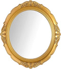 Eaoundm 13.1 x 14.8 inchs Decorative Wall Mirror,Vintage Hanging Mirrors for Bedroom Living-Room Dresser Decor Oval (Gold)