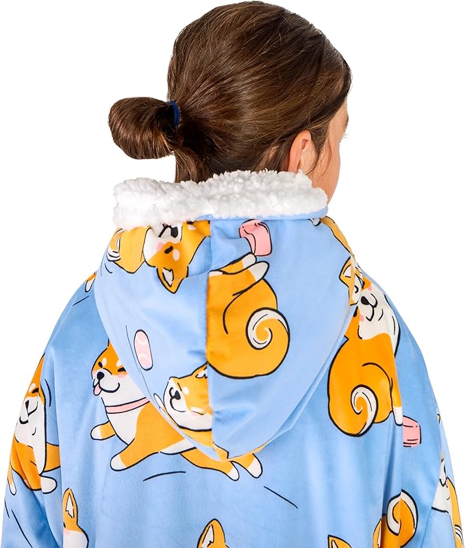Bare Home Wearable Blanket Hoodie - Soft Plush Sherpa - Warm and Cozy - Oversized Wearable Blanket - Adult & Kid Sizes