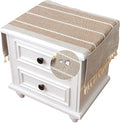 SIELUNO Nightstand Cover, Rectangle Bedside Tablecloth with Pockets and Tassel, Cotton Linen Waterproof Small Tablecloth TV Cabinet Washer Dryer Fridge Top Dust Cover-Coffee Stripes-16x36 Inch