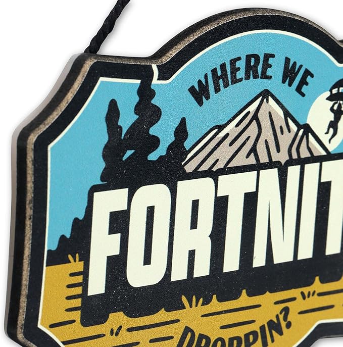 Fortnite Where We Droppin Hanging Wood Wall Decor - Fun Fortnite Sign for Bedroom or Game Room