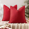 MIULEE Pack of 2 Red Decorative Pillow Covers 16x16 Inch Soft Chenille Luxurious Couch Throw Pillows Farmhouse Cushion Covers with Elegant Design for Sofa Bedroom Living Room Home Decor