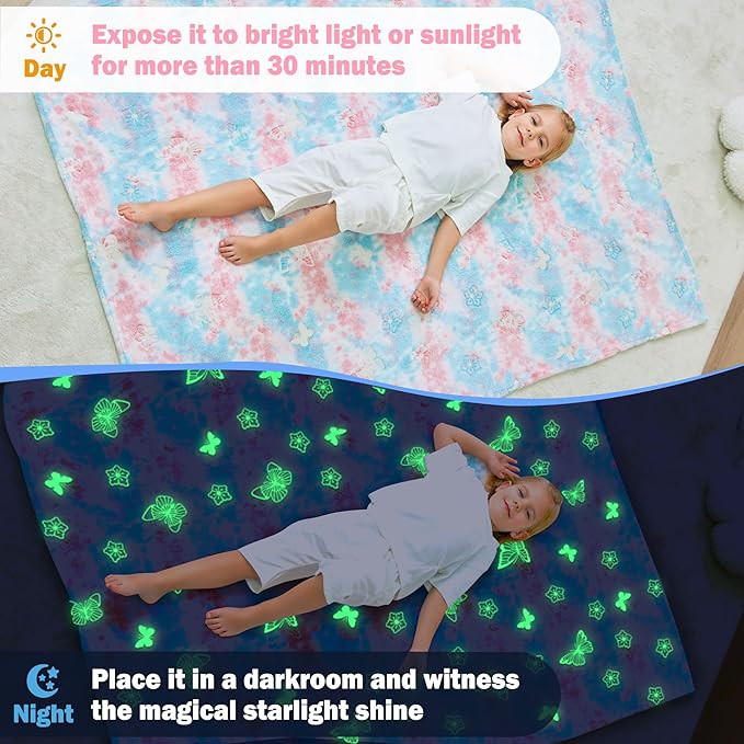 Softan Kids Throw Blanket for Boys and Girls Soft Cozy Flannel, Cute Blanket for Sofa Couch Bed, Christmas Birthday Gift for Kids Toddler, Multicolor Butterfly 50x60 Inches