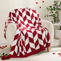 Snuggle Sac Chevron Red Throw Blanket for Couch, Super Soft Christmas Blankets Cozy Knit Fuzzy Plush Lightweight Throws for Sofa, Bed, Red,50x60 inches