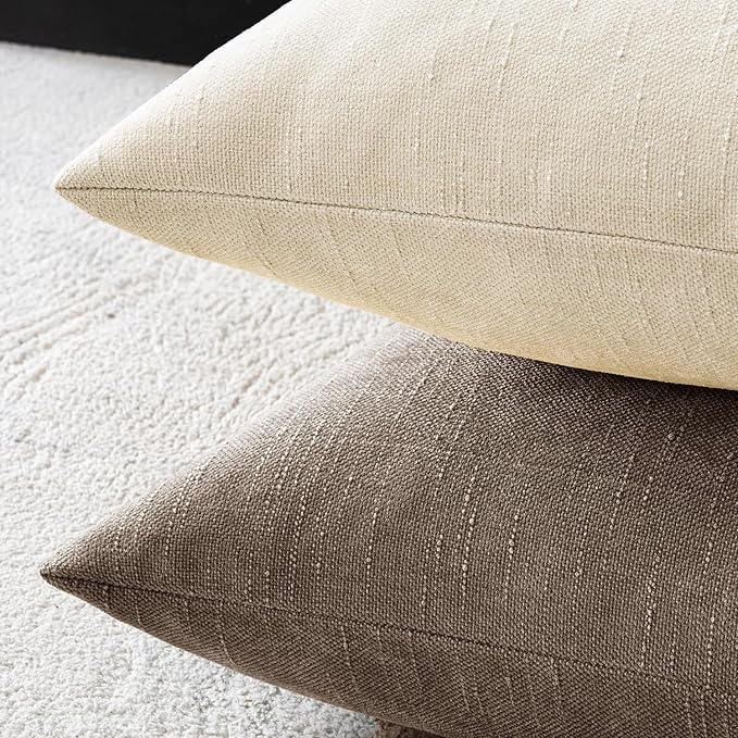 MIULEE Pack of 2 Decorative Throw Pillow Covers Soft Chenille Throw Pillows Solid Neutral Farmhouse Textured Cushion Covers for Couch Sofa Bedroom Living Room 18x18 Inch, Taupe Grey