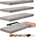 Sorbus Floating Shelves for Wall - 24" Bathroom Shelves, Wall Decor for Bedroom, Kitchen, Living Room, Home Decor & Book Storage - Mounted Floating Shelf with Invisible Brackets (Gray, 4 Pack)