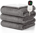 Homemate Electric Heated Blanket Full Size - 72"x84" Heating Blanket Full Size 1/2/4/6/8 Hours Auto-Off 10 Heat Level Over-Heat Protection Soft Flannel Sherpa ETL Certification