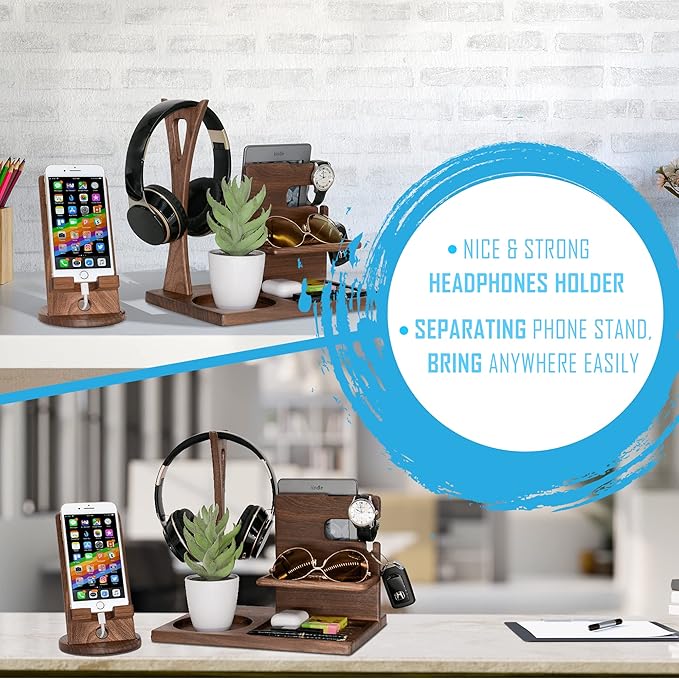 Personalized Headphone Organizer for Bicycle - Unique Desk Station Gift Ideas for Biker to Keep All Personal Items Organized on Birthday, Xmas, Anniversary, Thanksgiving