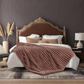 Amélie Home Faux Fur Throw Blanket for Couch, Ultra Cozy Fuzzy Fluffy Fur Luxurious Soft Striped Plush Gift Blankets for Family Sofa Chair Bedroom, 60"x80", Cationic Fox Pink Brown