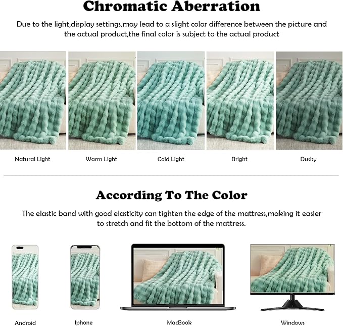 NEWCOSPLAY Faux Fur Twin Blanket Sage Green Luxury Fluffy Thick Warm Bubble Blanket for Couch Sofa Bed 1000GSM (New Sage Green Bubble Thick, Twin(60"x80"))
